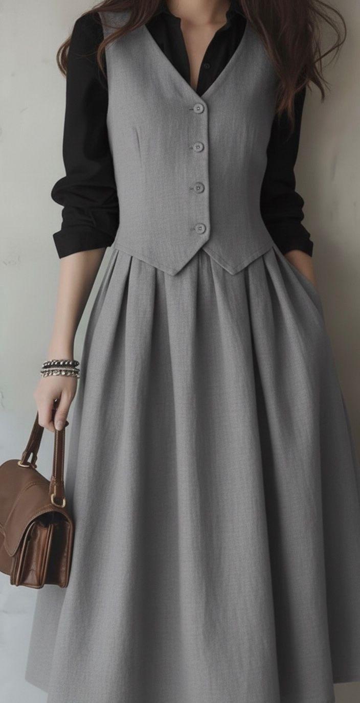 Black and Grey Office wear - Three piece set