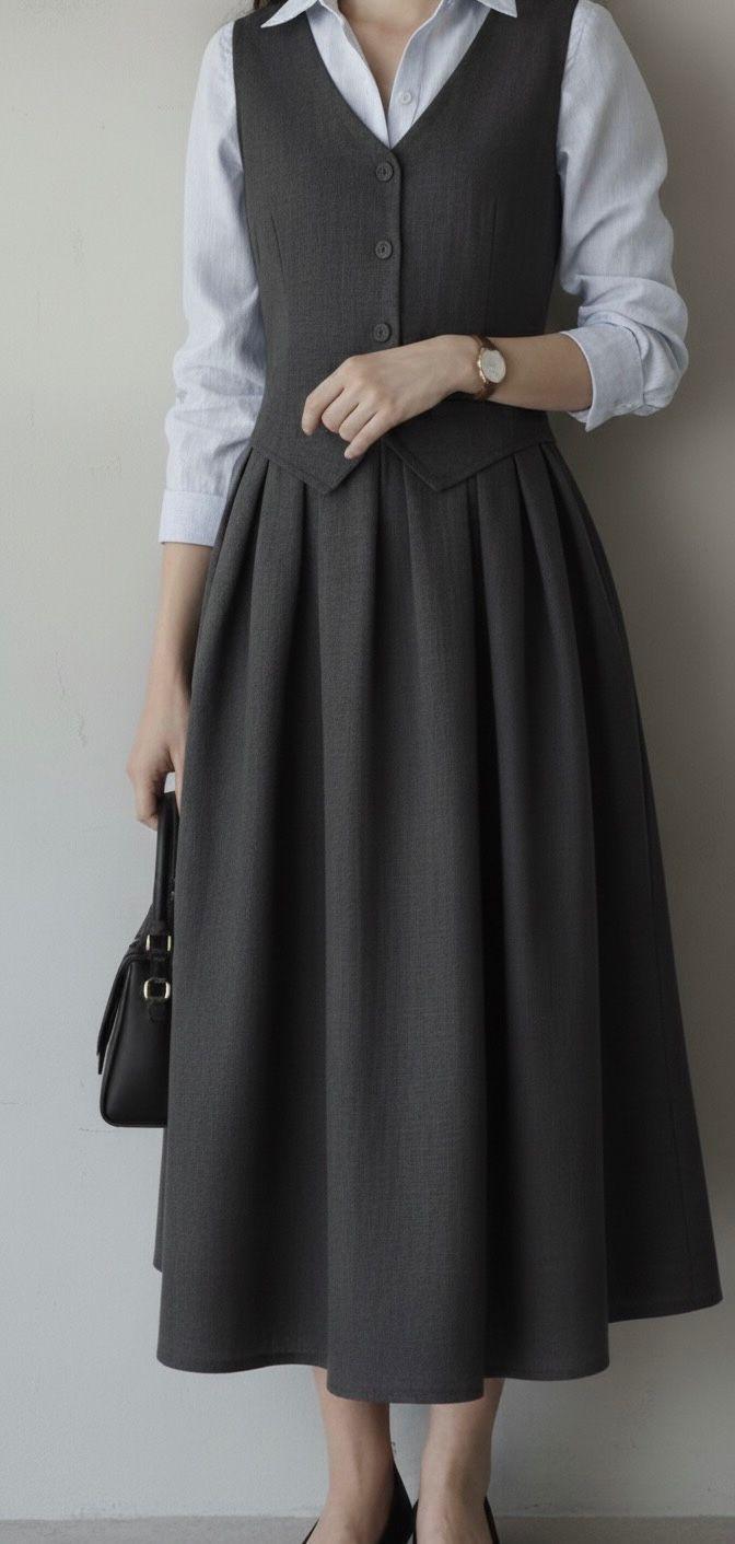 midi-length charcoal grey Office wear - Three piece set