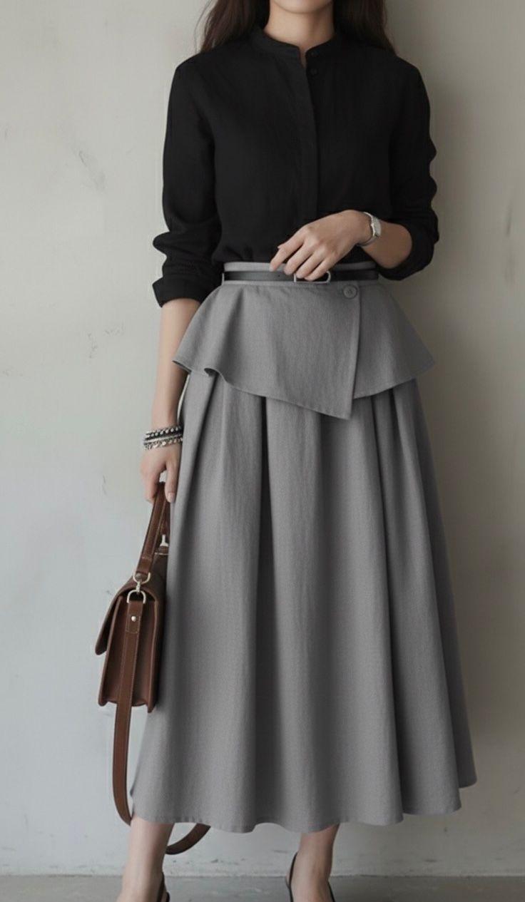 Charcoal Grace Peplum Set